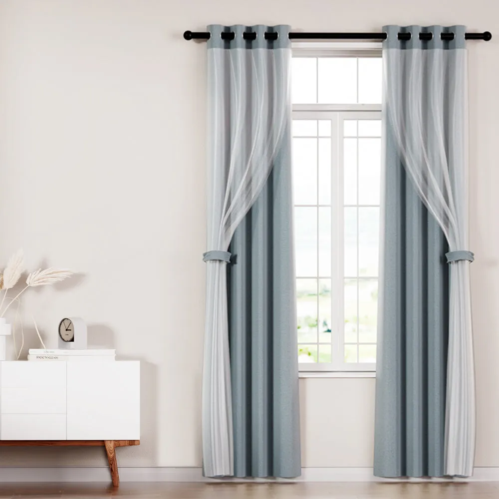 2X 132x274cm | Blockout Sheer Curtains | Light Grey