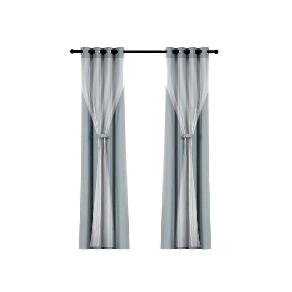 2X 132x274cm | Blockout Sheer Curtains | Light Grey