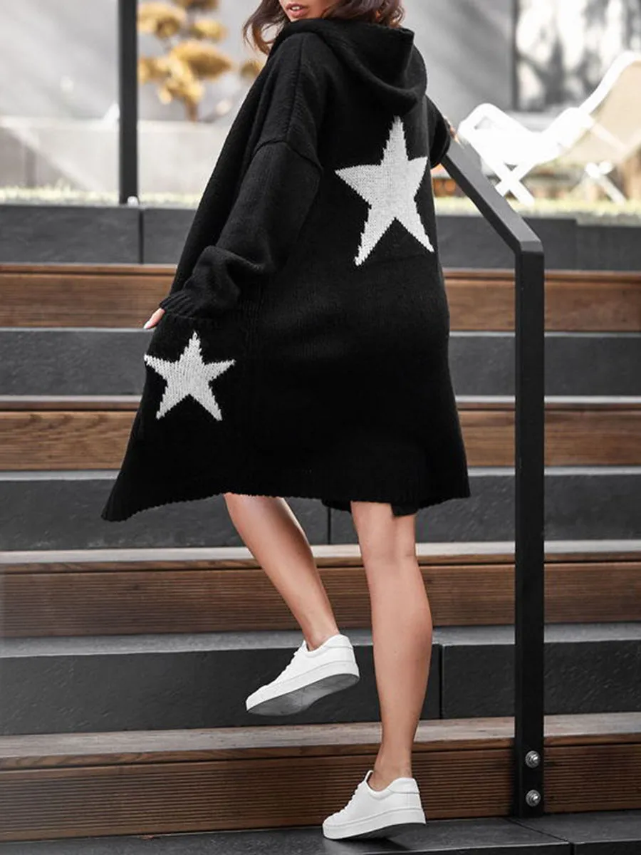 Autumn Winter Hooded Star Cardigan