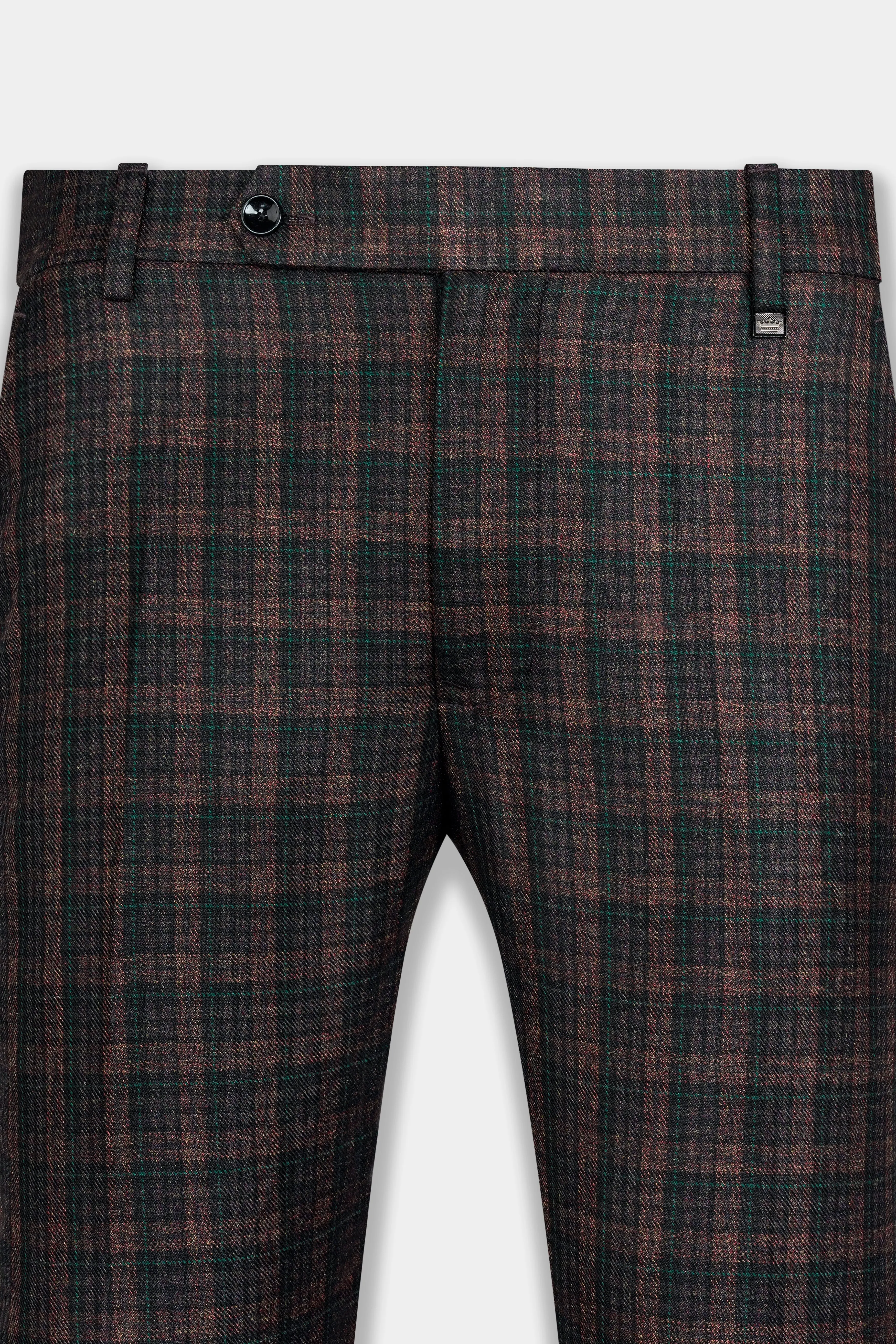 Bole Brown with Ebony Clay Black Plaid Wool Rich Suit