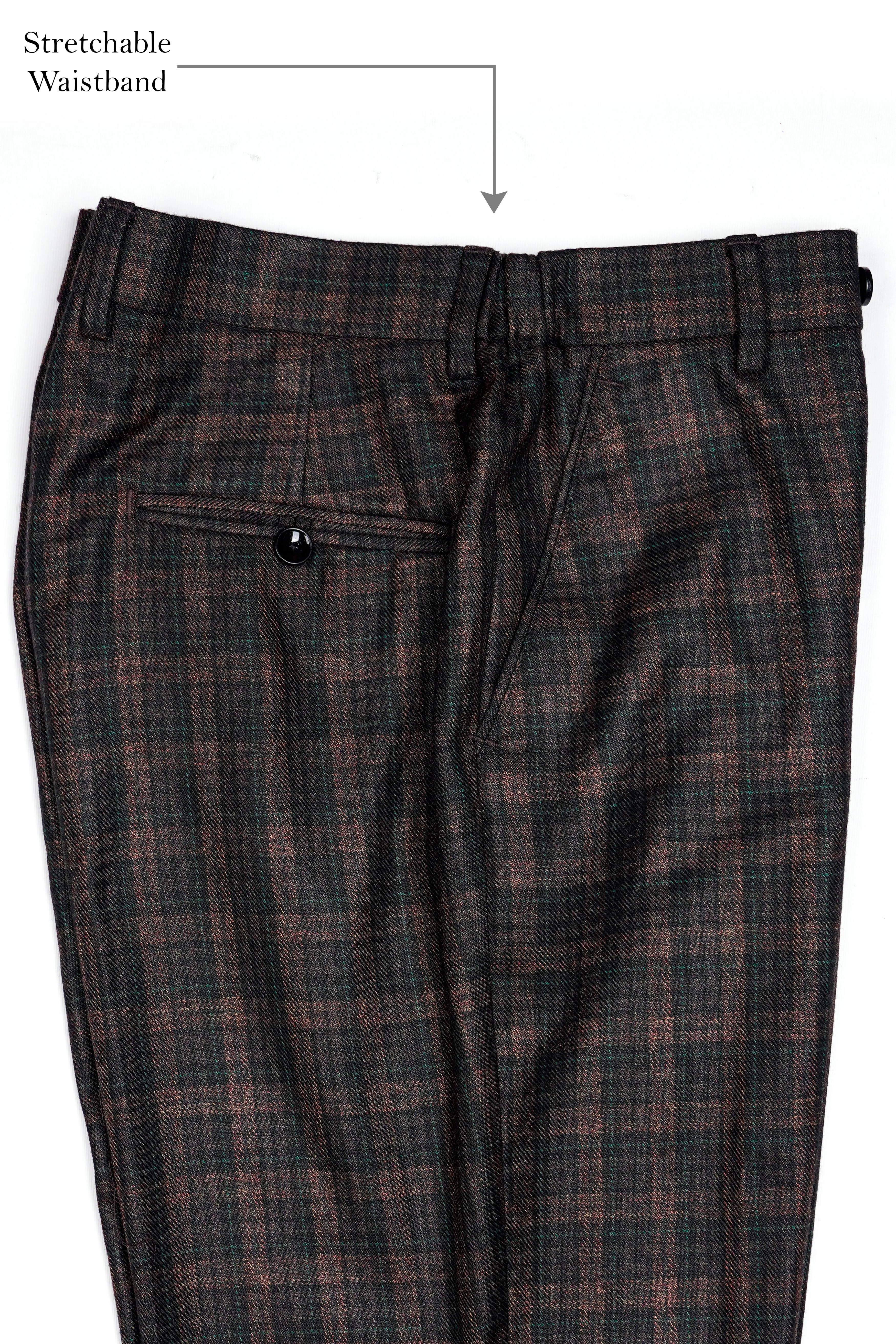 Bole Brown with Ebony Clay Black Plaid Wool Rich Suit