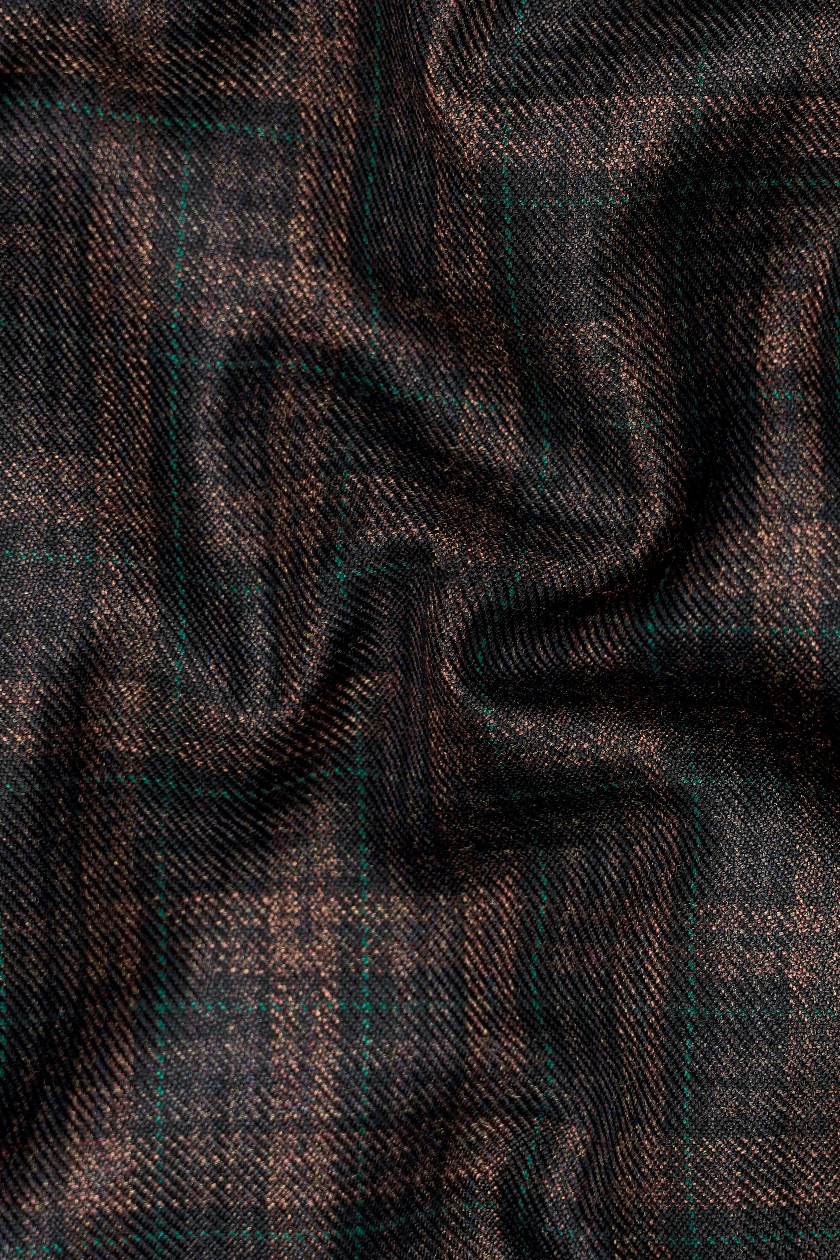 Bole Brown with Ebony Clay Black Plaid Wool Rich Suit