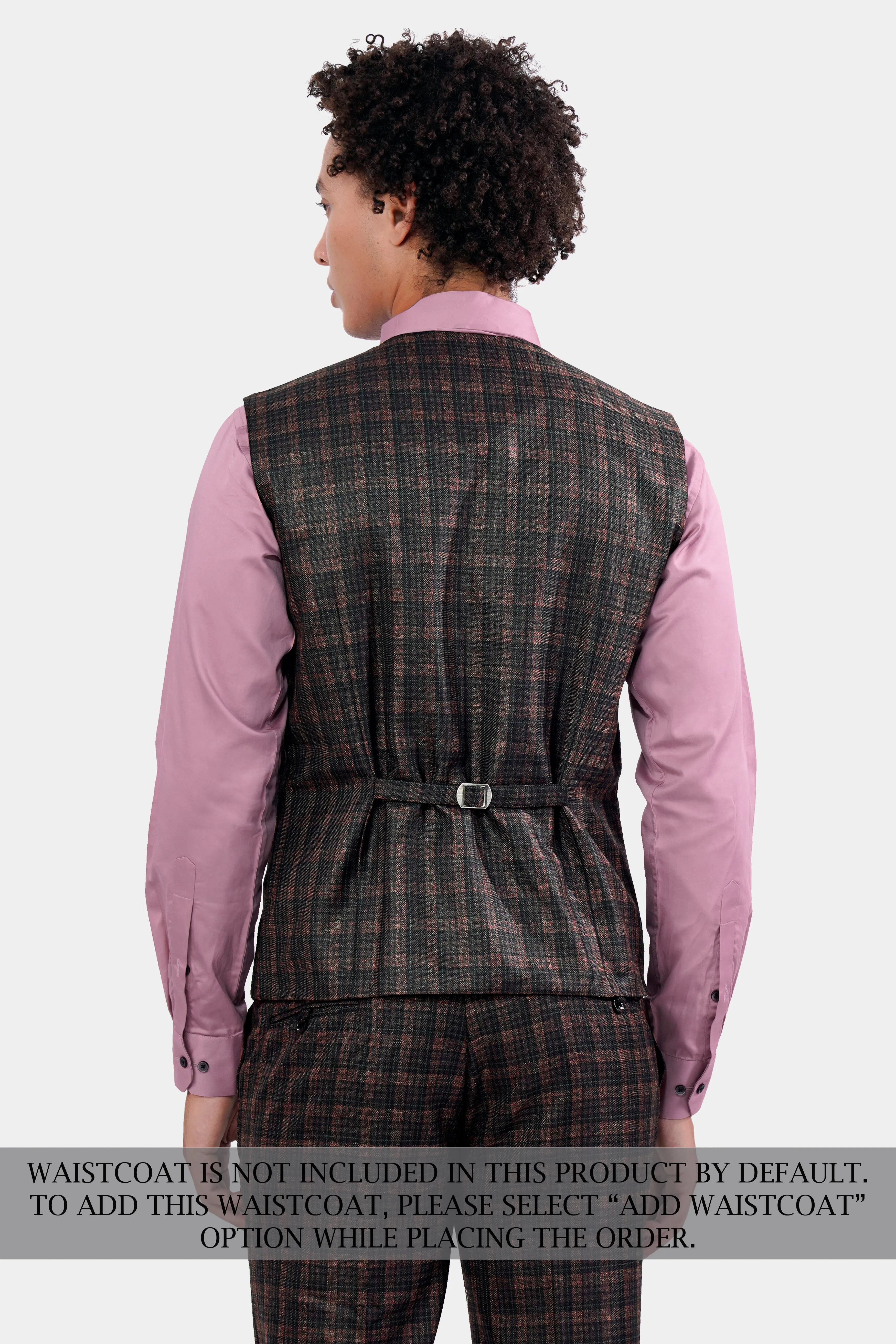 Bole Brown with Ebony Clay Black Plaid Wool Rich Suit