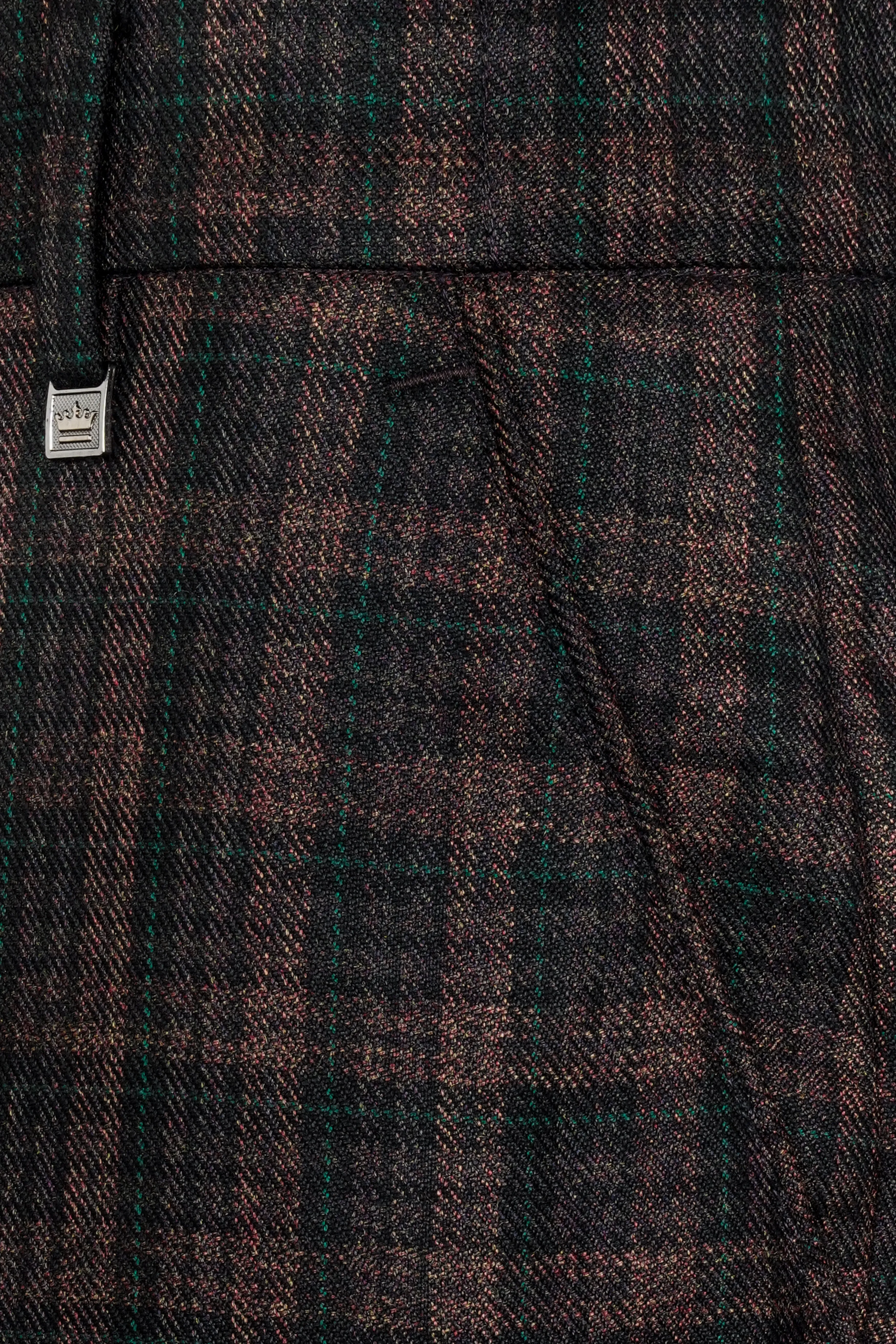 Bole Brown with Ebony Clay Black Plaid Wool Rich Suit
