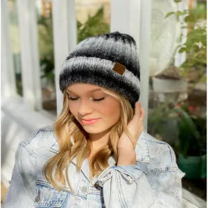 CC Beanie Fuzzy Lined Ombre Knit Cuff