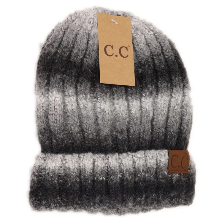 CC Beanie Fuzzy Lined Ombre Knit Cuff