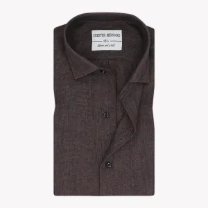 Chocolate Brown Winter Linen Self OL-235