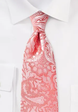 Coral Floral Paisley Necktie
