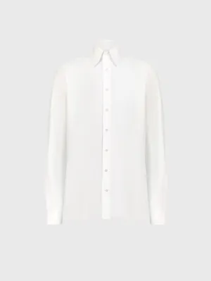 Cotton Shirt with Triple Stitching White