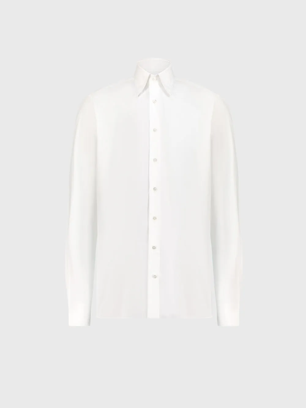Cotton Shirt with Triple Stitching White