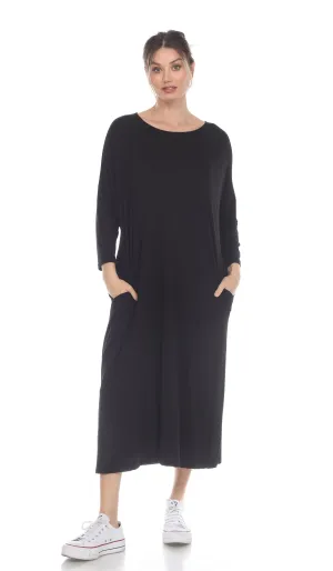 D361M 3/4 slvs Long Shift Dress