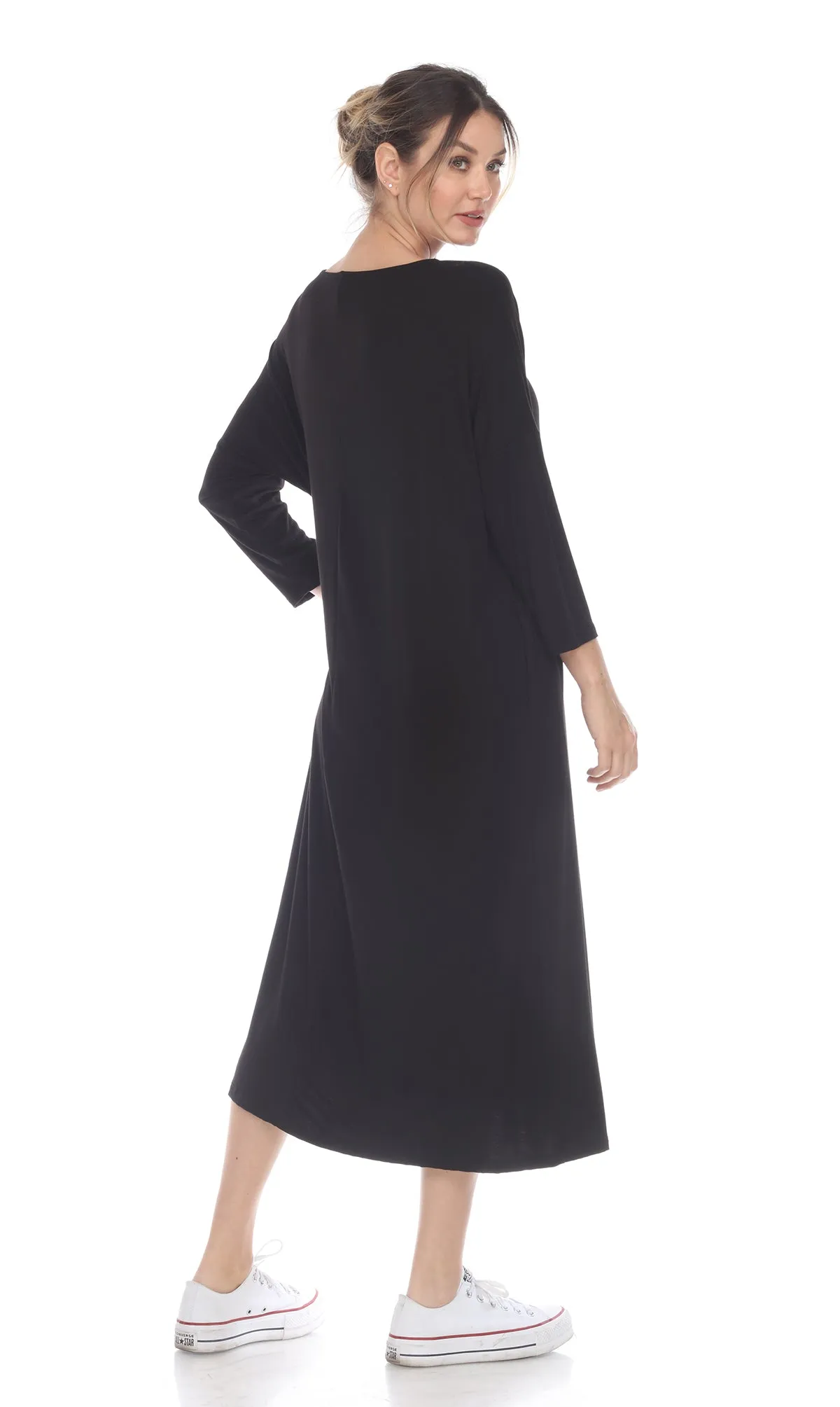 D361M 3/4 slvs Long Shift Dress