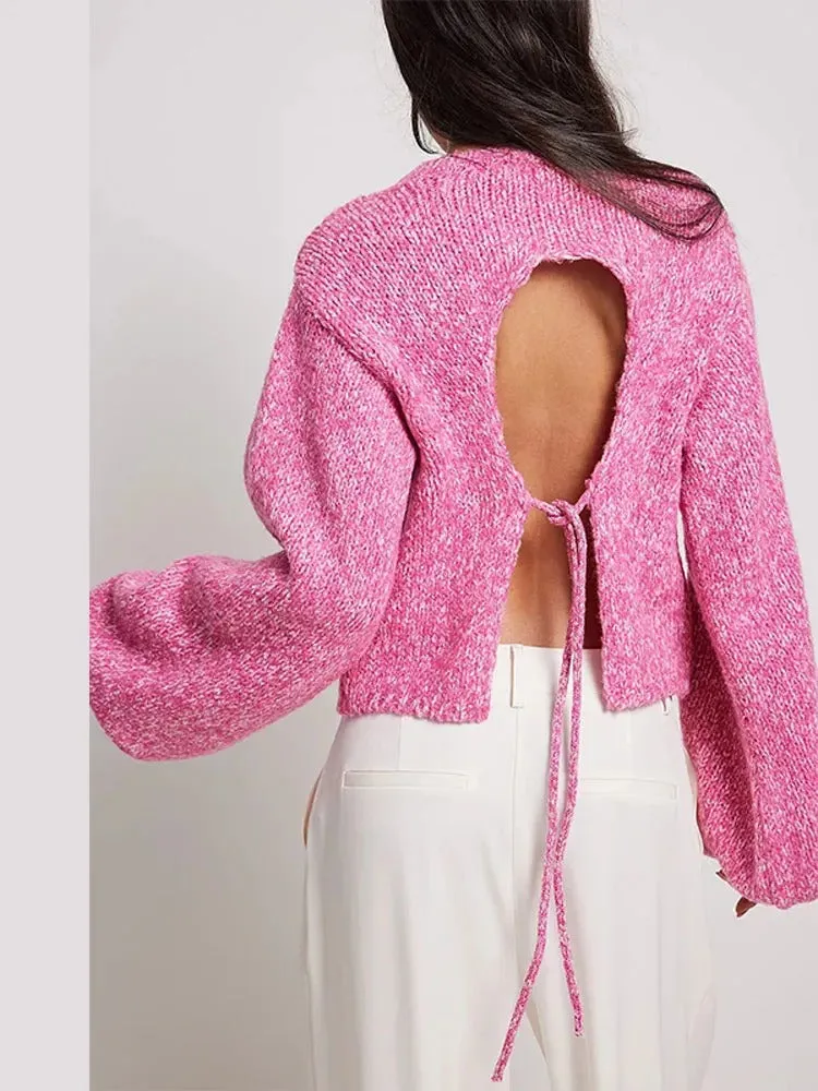 Dana O-neck Back Cut Out Women Sweater
