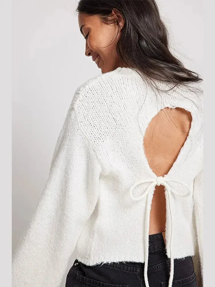 Dana O-neck Back Cut Out Women Sweater