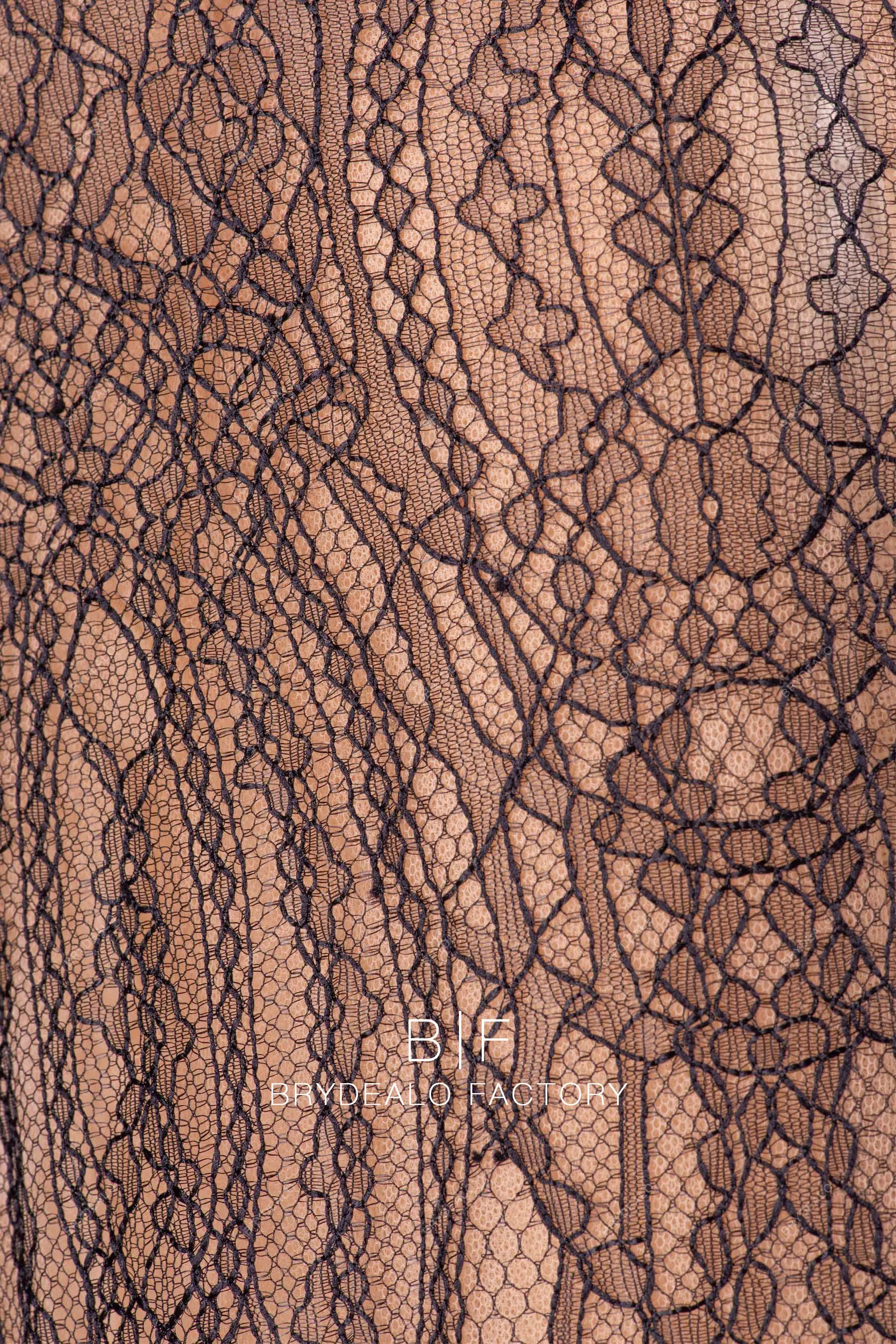 Double Eyelash Edging Black Tiny Cording Chantilly Lace