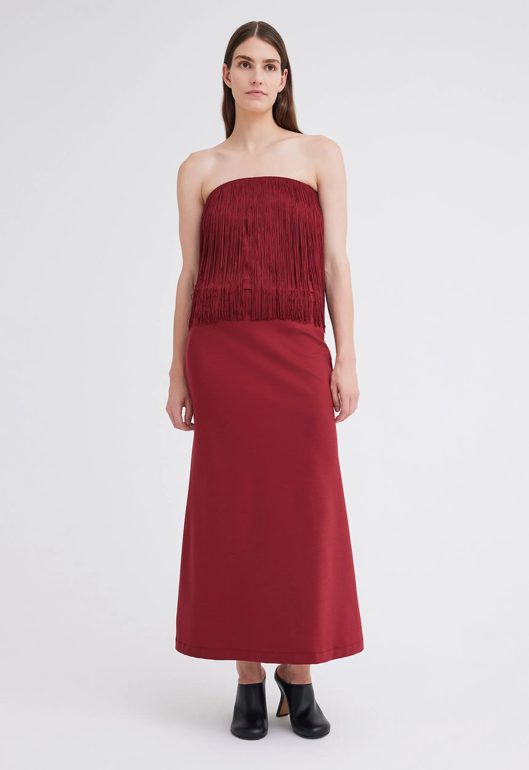 Encore Strapless Fringe Top - Cheru Red