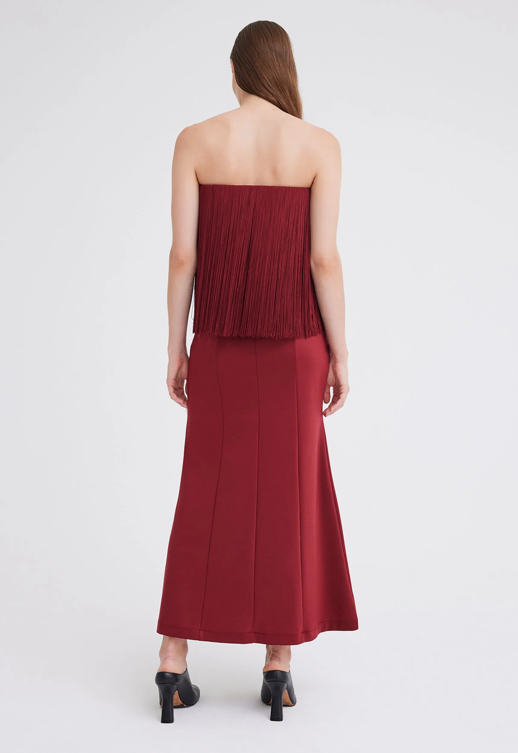 Encore Strapless Fringe Top - Cheru Red