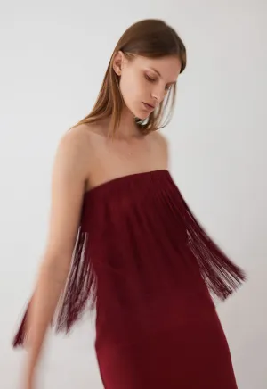 Encore Strapless Fringe Top - Cheru Red