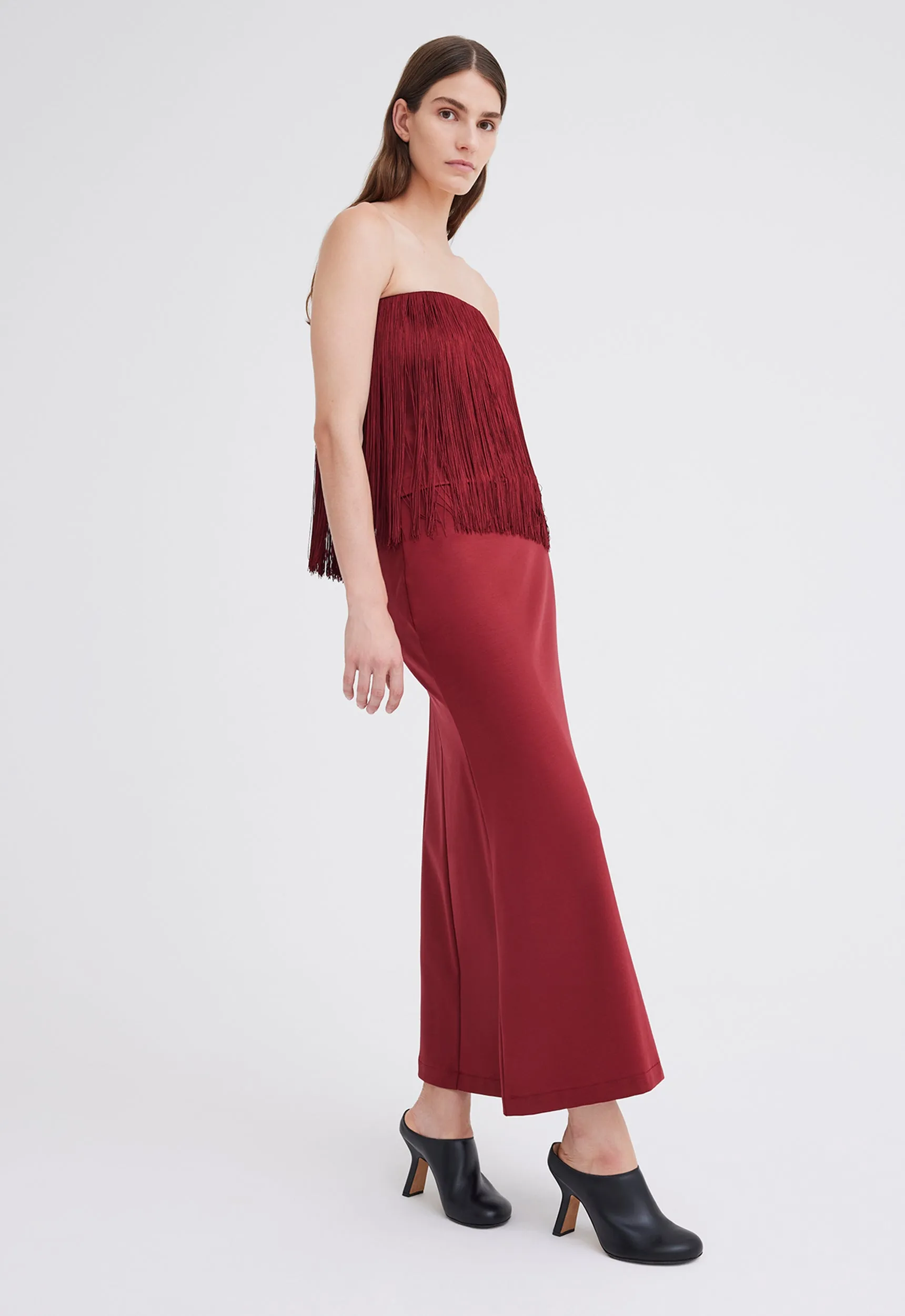 Encore Strapless Fringe Top - Cheru Red