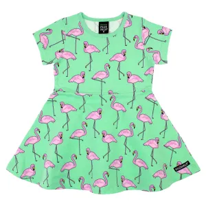 Flamingo Half Circle Short Sleeve Dress