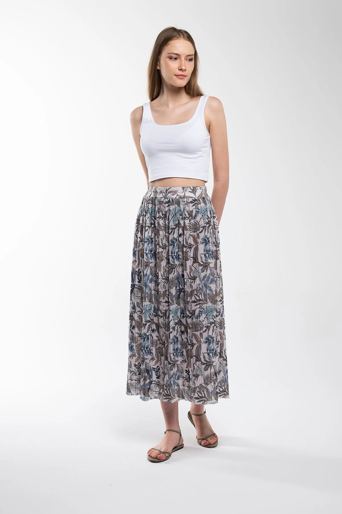 Floral Spring Pleated Skirt
