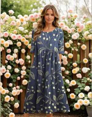 Flowing Blossom Midi Dress