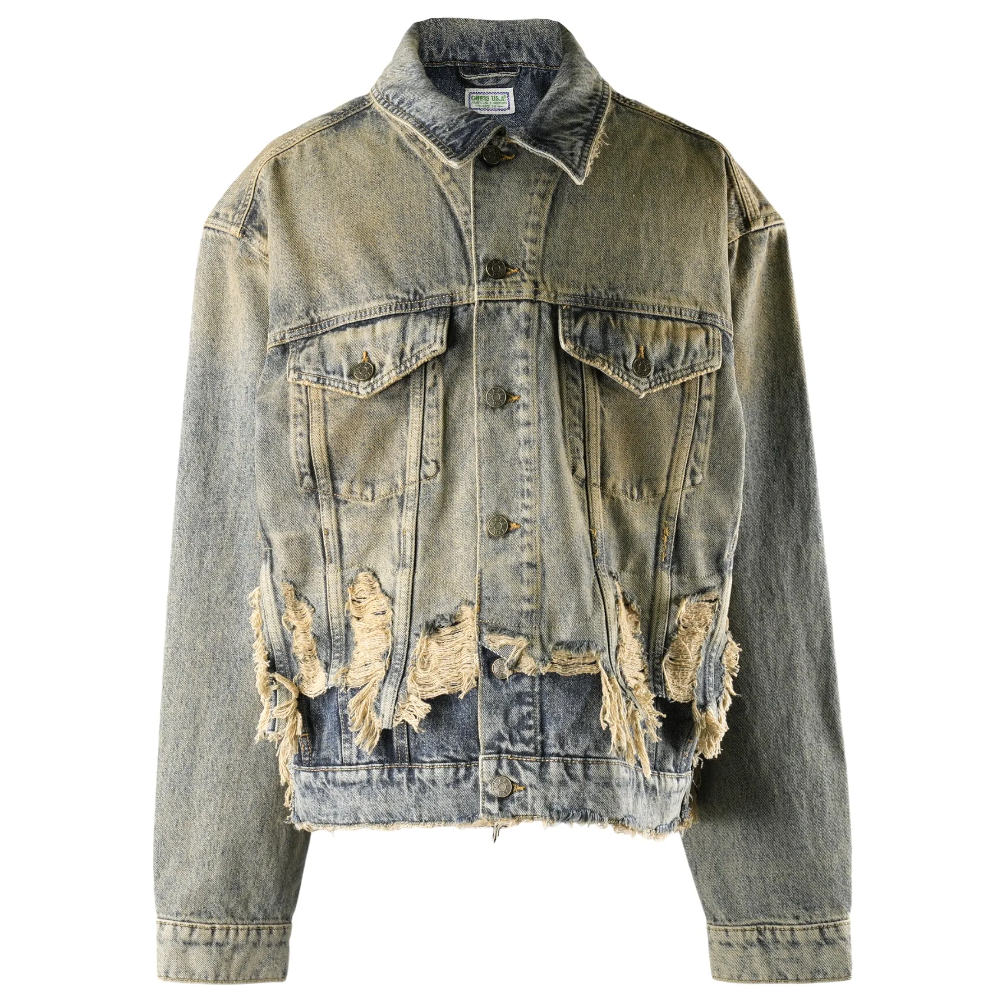 GUSA DISTRESSED DENIM JACKET / G2SW:GUSA HEAVY STAINED M