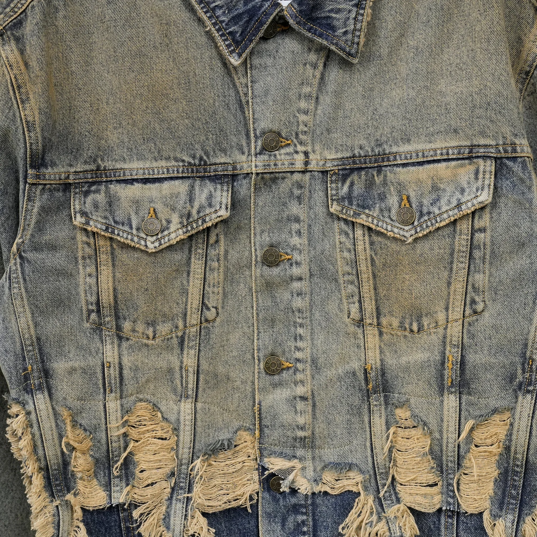 GUSA DISTRESSED DENIM JACKET / G2SW:GUSA HEAVY STAINED M
