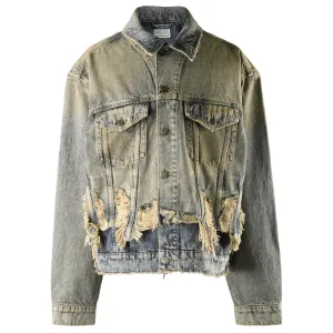 GUSA DISTRESSED DENIM JACKET / G2SW:GUSA HEAVY STAINED M