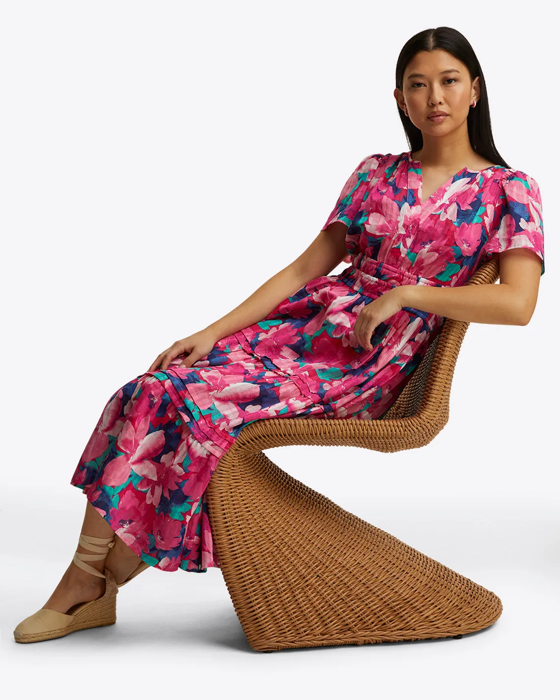 Hollie Midi Dress in Shadow Stripe