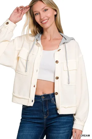 Hooded Button Down Shacket