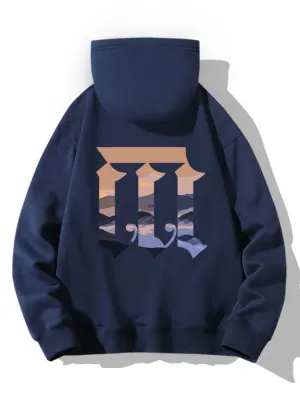 Hooded Sweatshirt Landscape Print Men'S Padded Hoodie