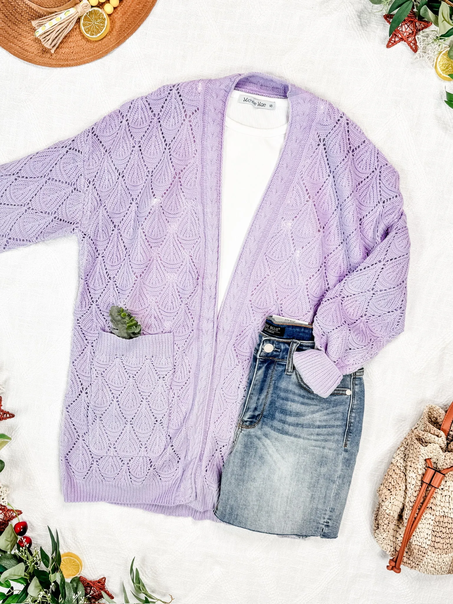 IN STOCK Open Knit Cardigan - Lavender