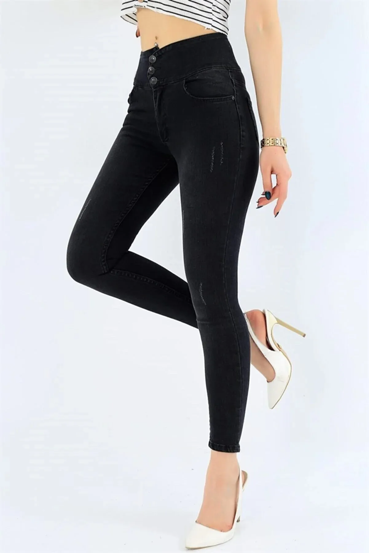 Janes High Waist Lycra Jean Denim Trousers