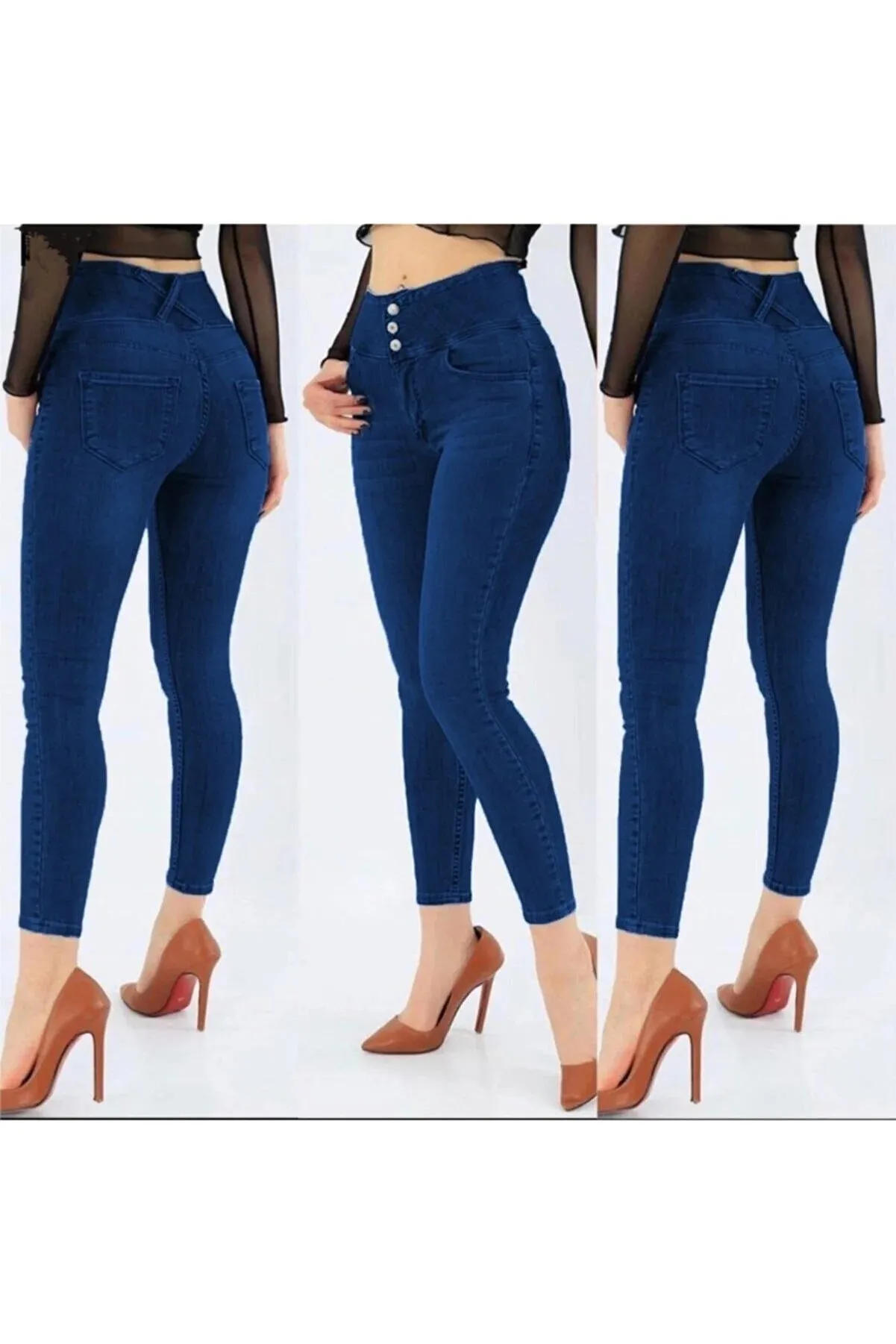 Janes High Waist Lycra Jean Denim Trousers