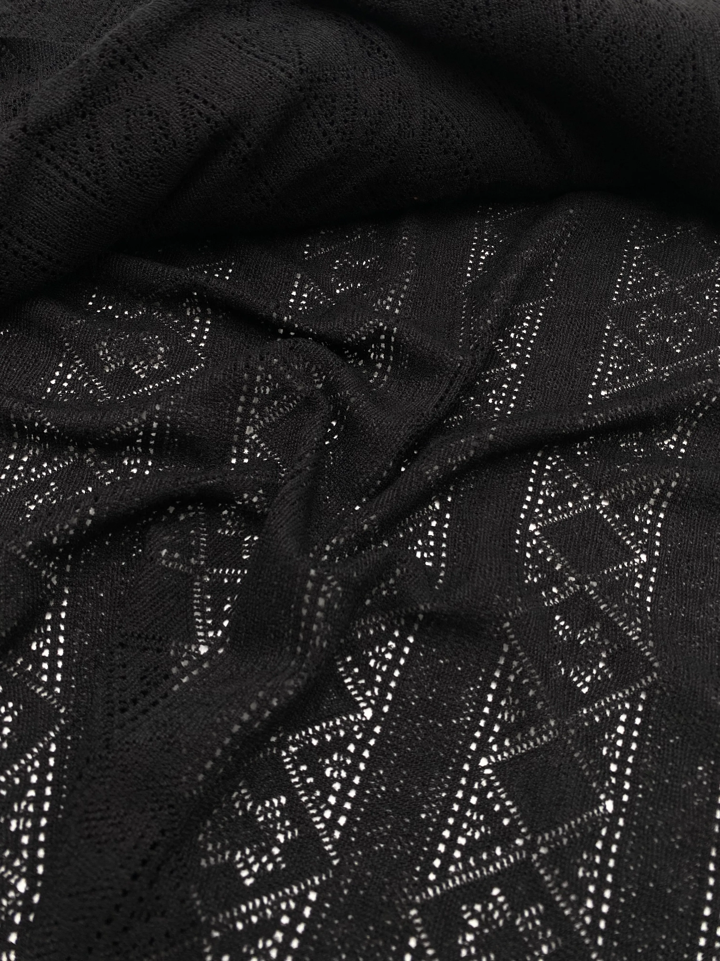 Lace Sweater Knit, Black (KSW0415)