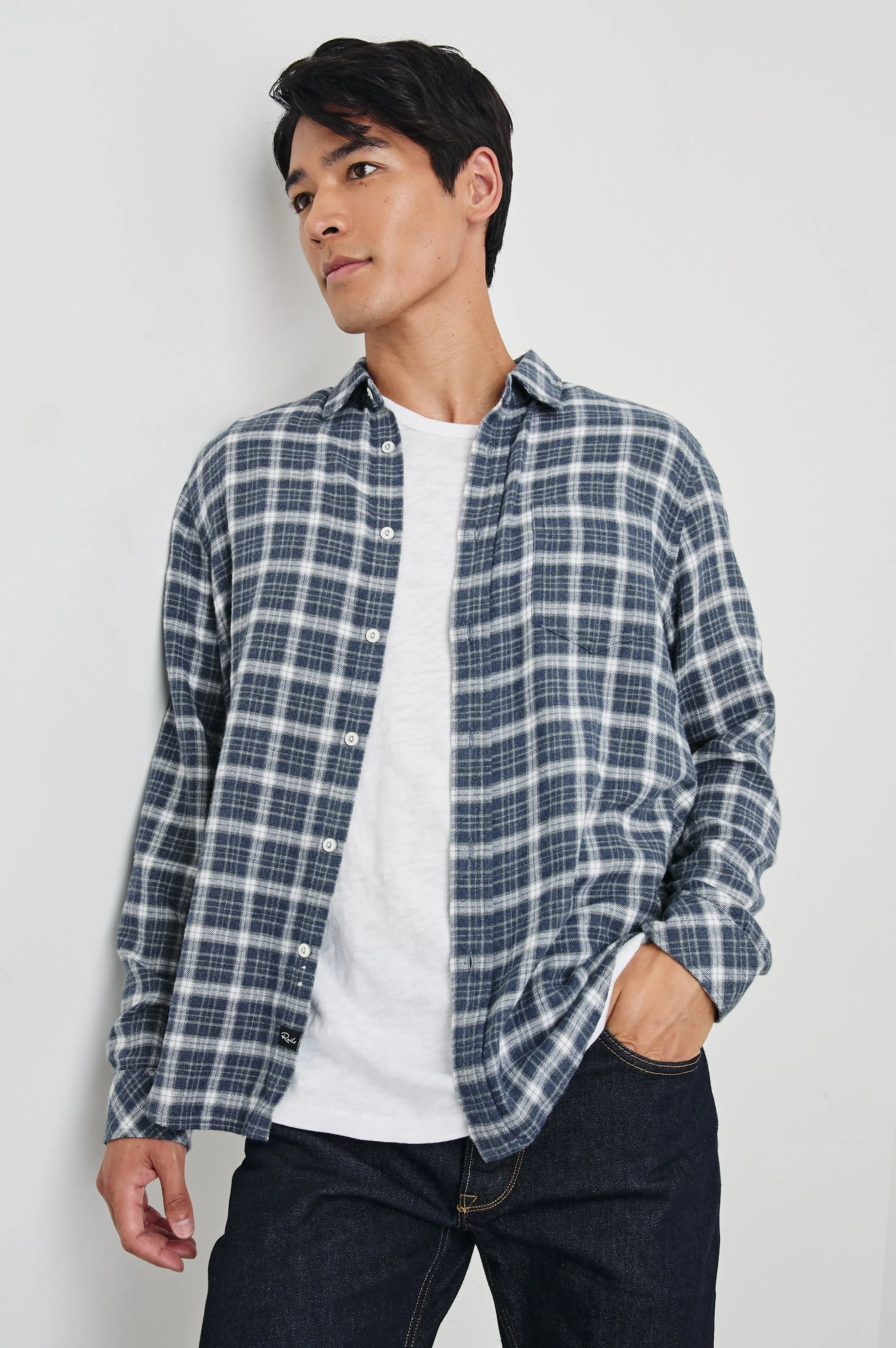 LENNOX SHIRT - DENIM WHITE GREY