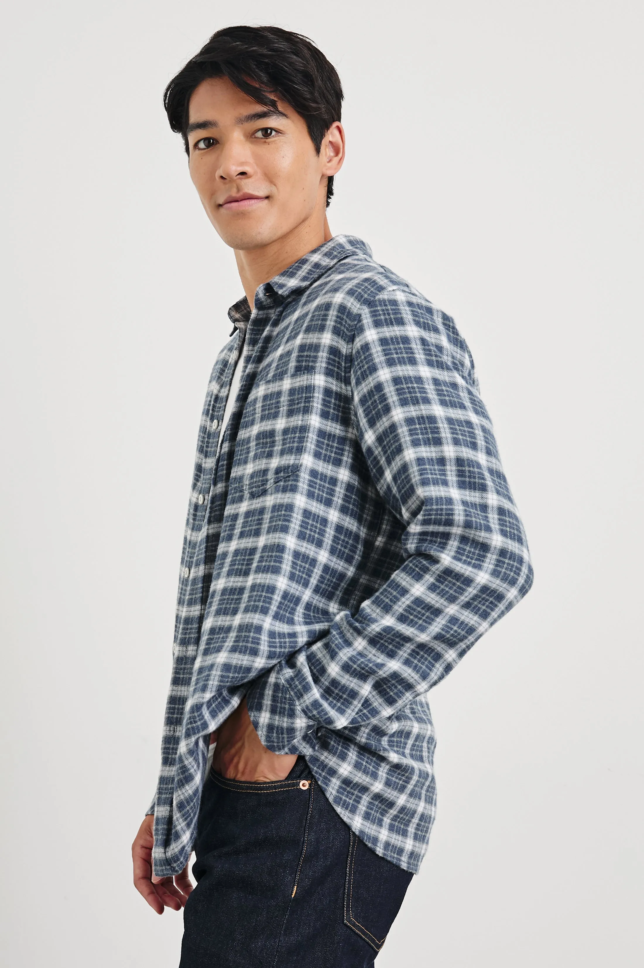 LENNOX SHIRT - DENIM WHITE GREY