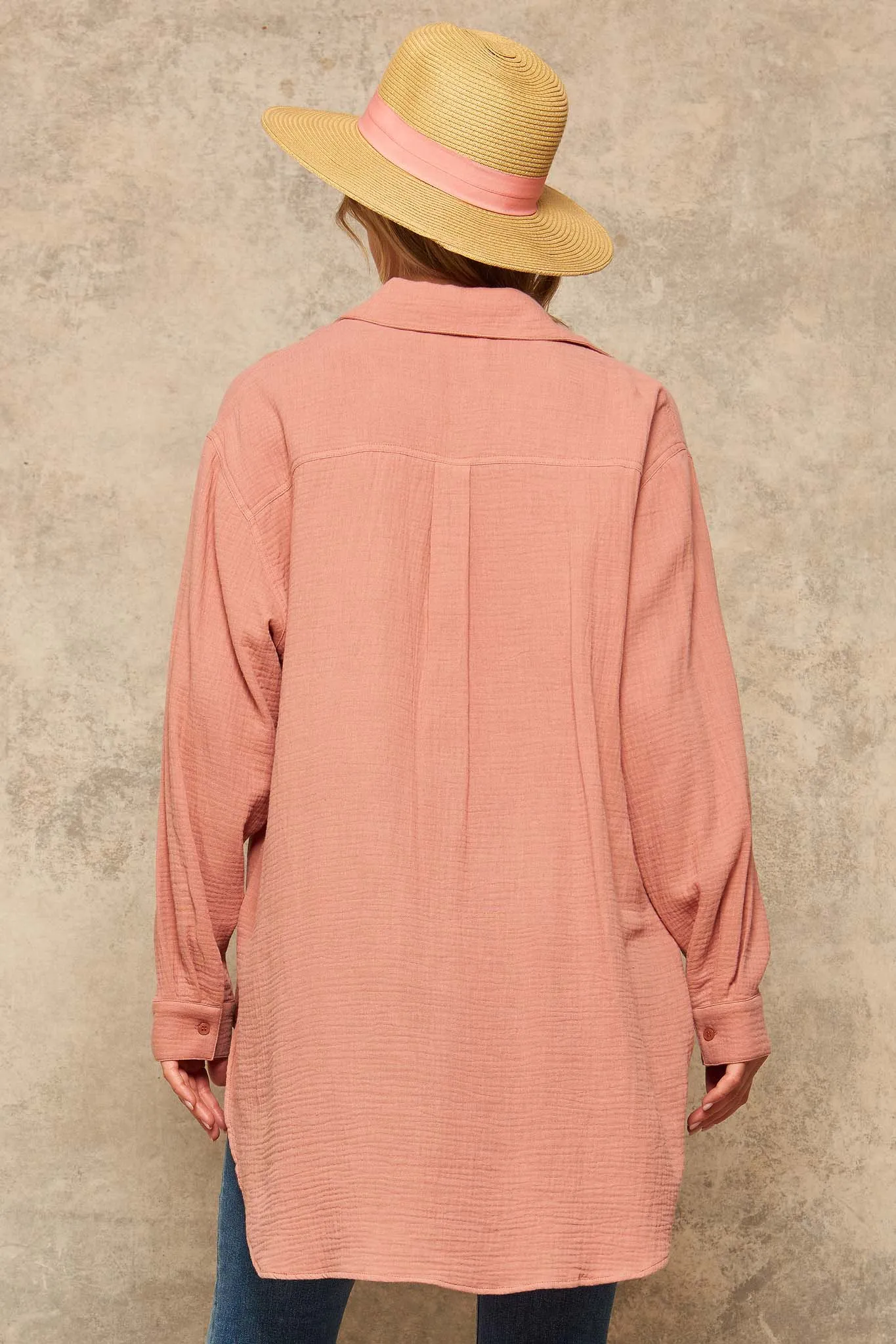 Let Loose Oversized Crinkle Cotton Pocket Shirt