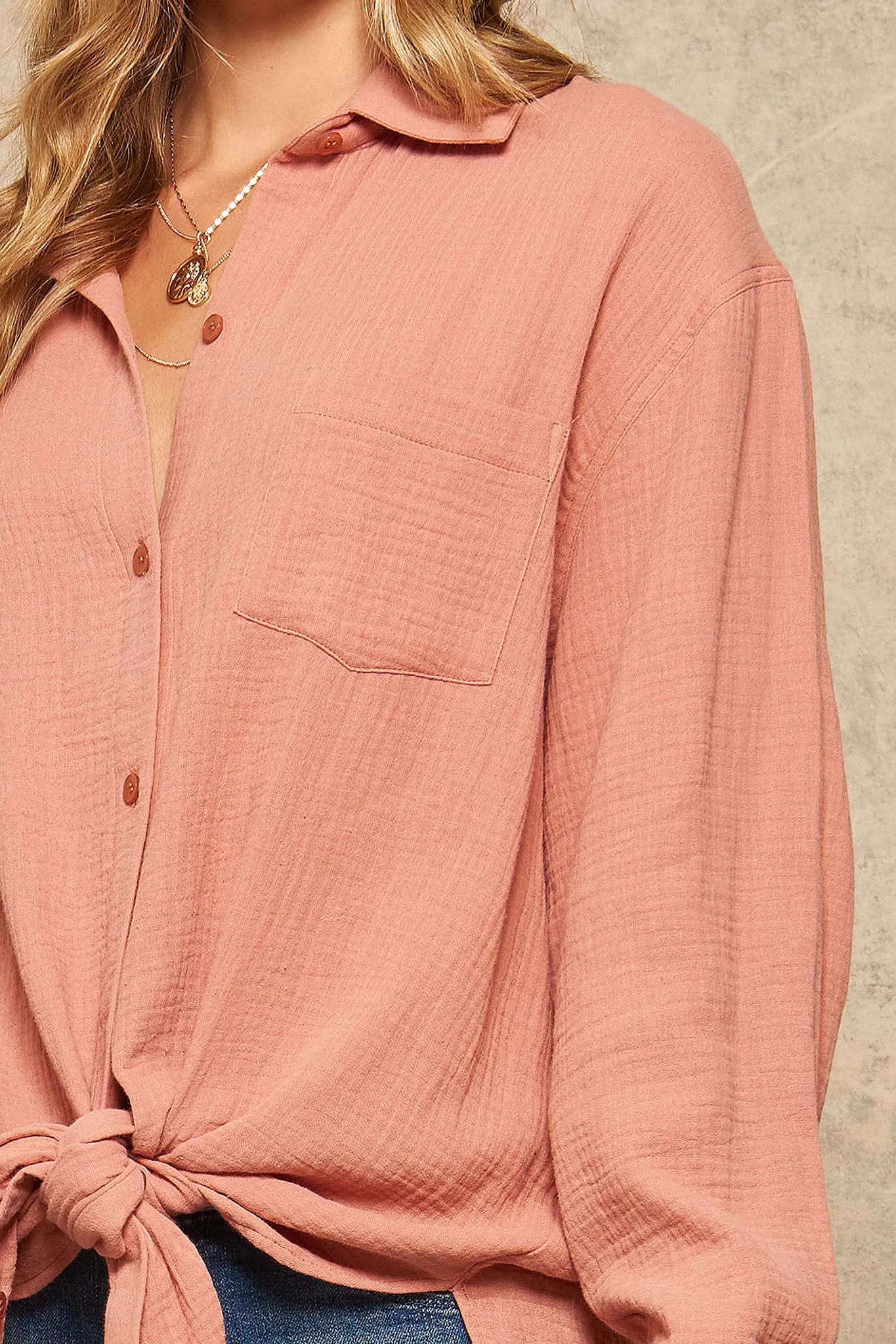 Let Loose Oversized Crinkle Cotton Pocket Shirt