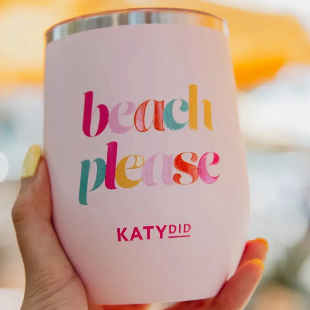 Light Pink Beach Please Wine Tumbler