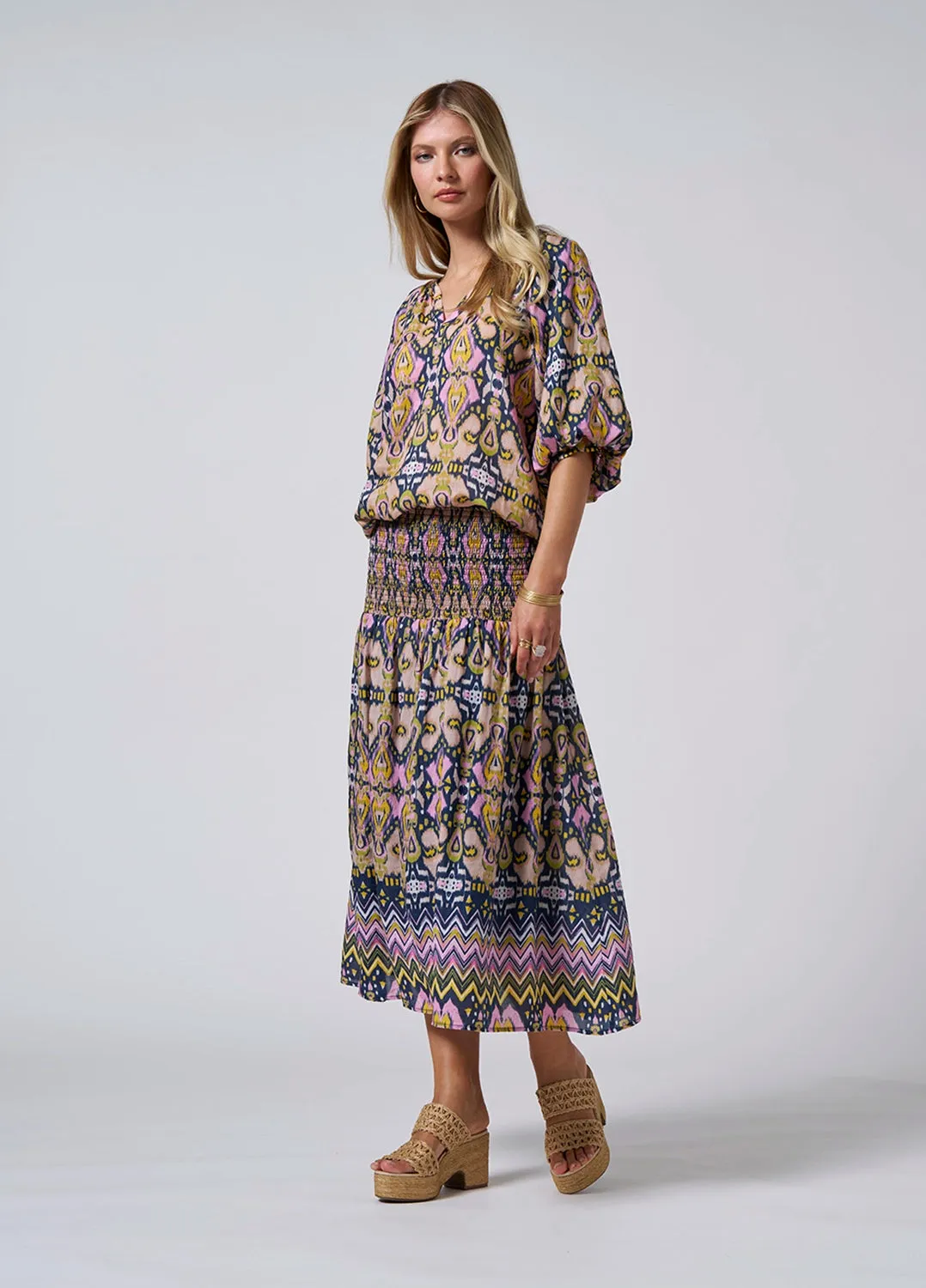 loobies story mira skirt indigo multi LS2826M