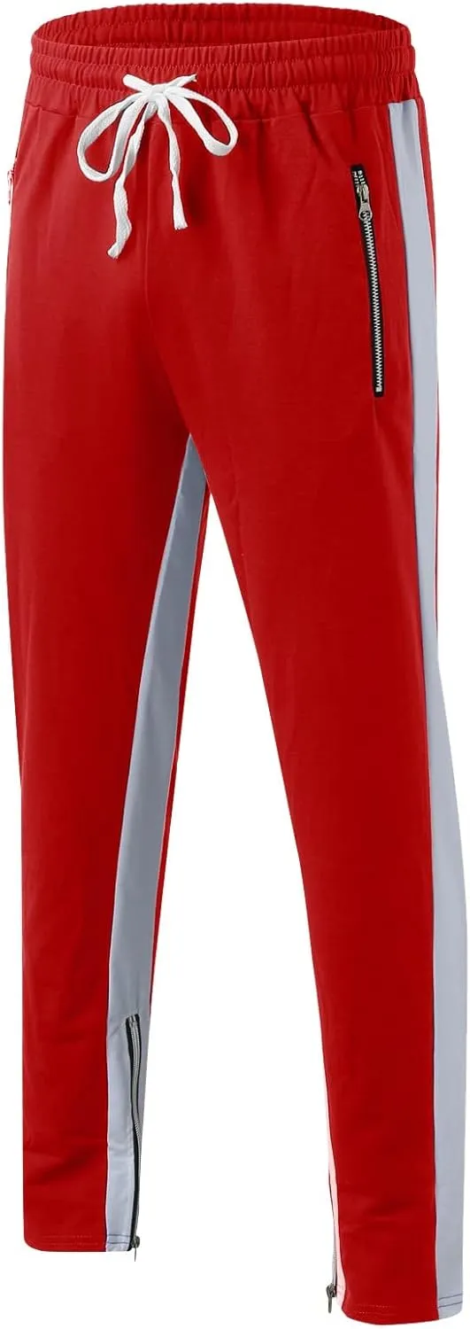 Mens Sweatpants with Pockets Waist Zipper Hem Corduroy Cargo Pants with Pockets Men's Casual Drawstring High Waisted
