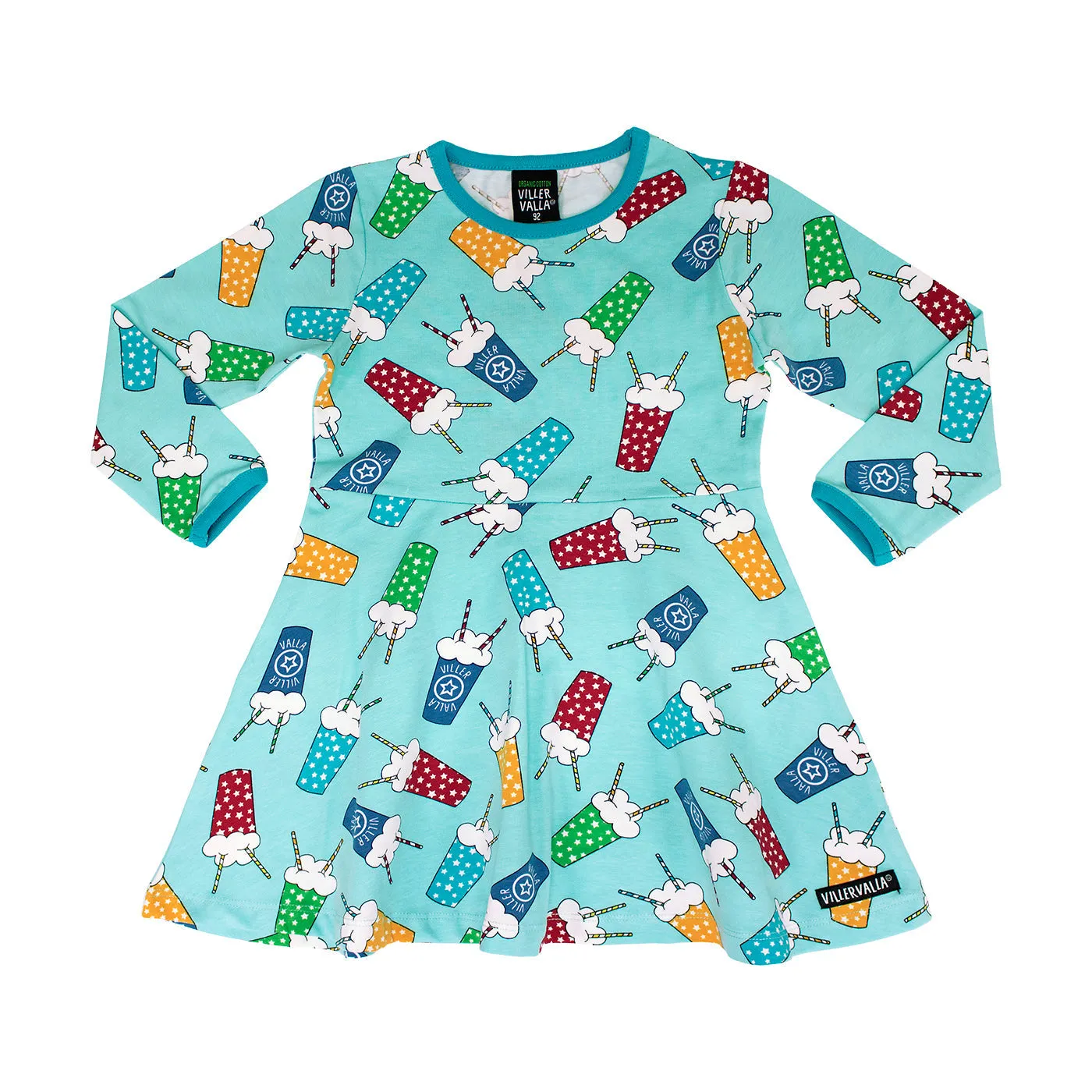 Milkshake Half Circle Long Sleeve Dress - Light Reef