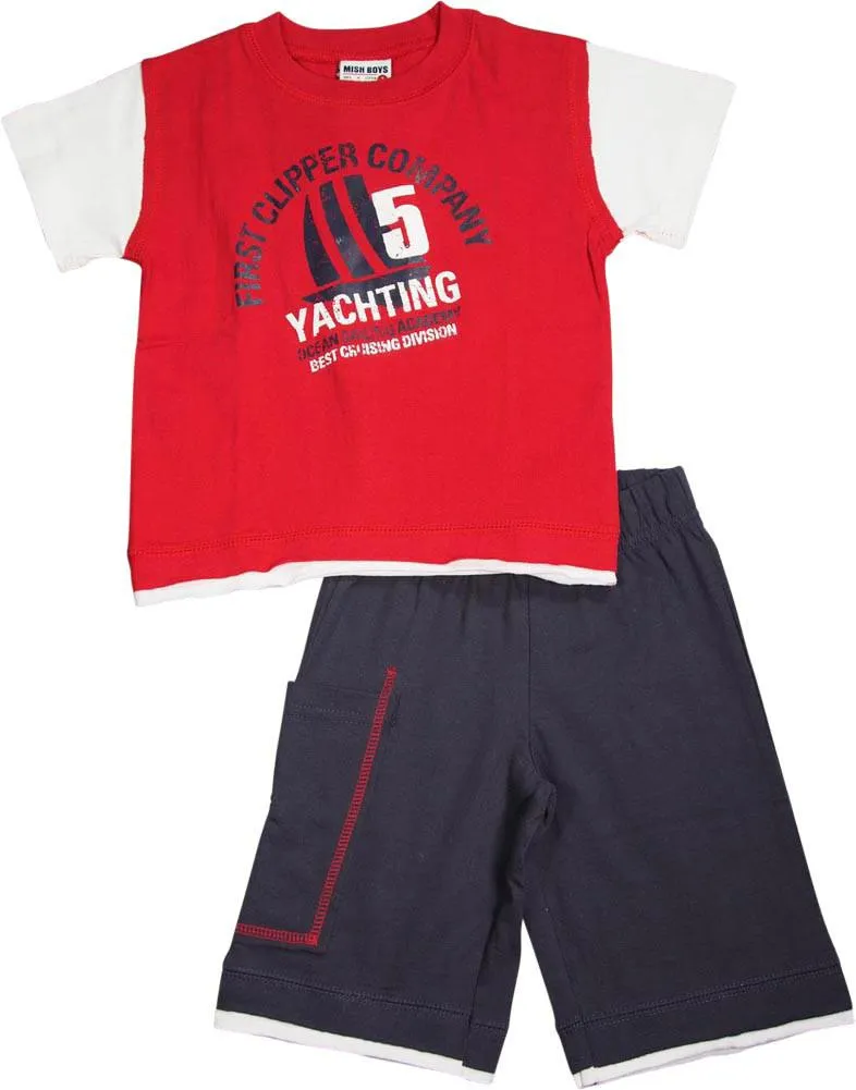 Mish Mish Infant Toddler Boys Cotton Short Sleeve Tank Tee Shirts Short Sets, 26672
