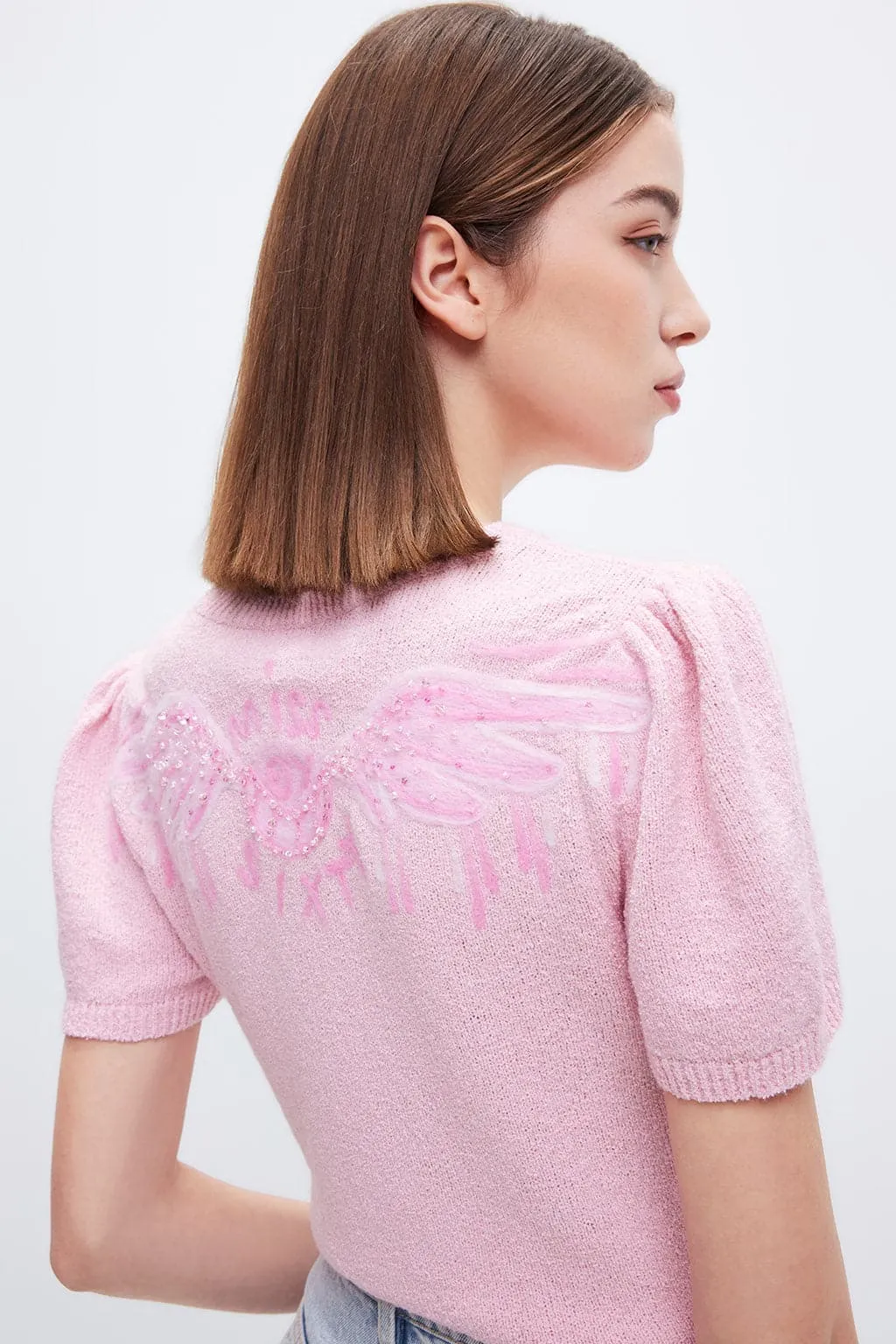 Miss Sixty x ANDRÉ SARAIVA Capsule Collection Pink Knit Top