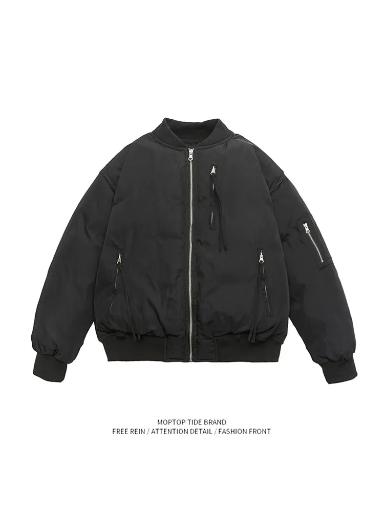 Mr. WH Japanese Style Pure Color Baseball Collar Men's and Women's Spring and Autumn New Arrival Easiest for Match Loose Couple Pilot Outwear