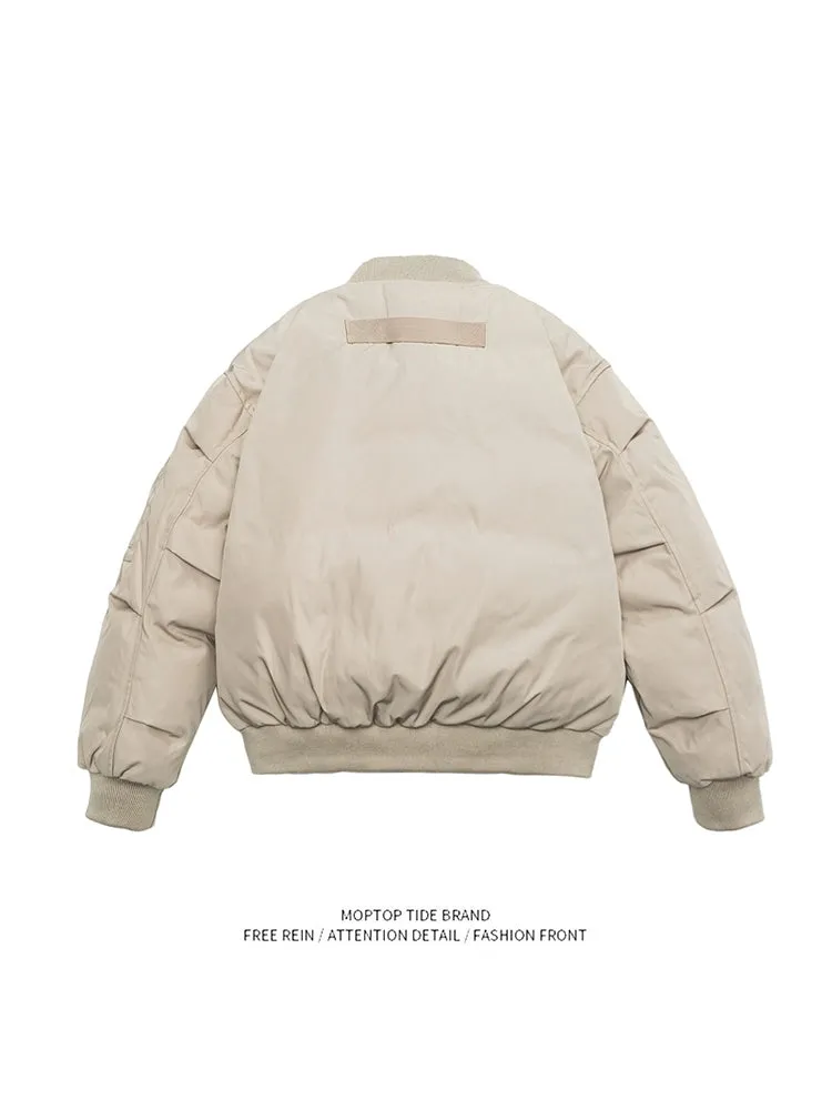 Mr. WH Japanese Style Pure Color Baseball Collar Men's and Women's Spring and Autumn New Arrival Easiest for Match Loose Couple Pilot Outwear