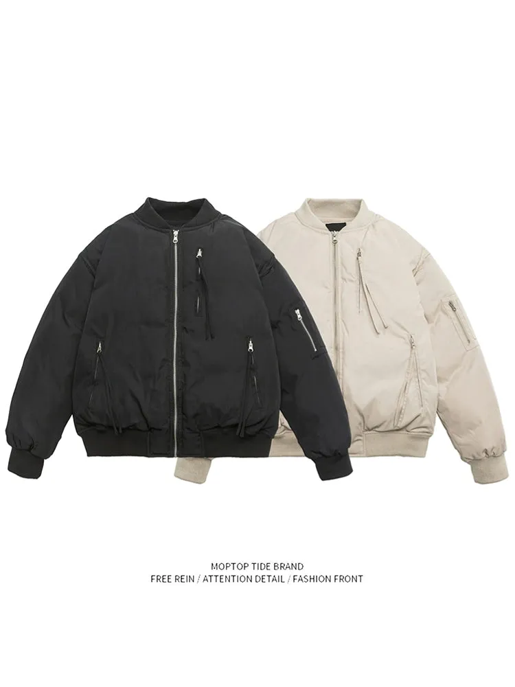 Mr. WH Japanese Style Pure Color Baseball Collar Men's and Women's Spring and Autumn New Arrival Easiest for Match Loose Couple Pilot Outwear