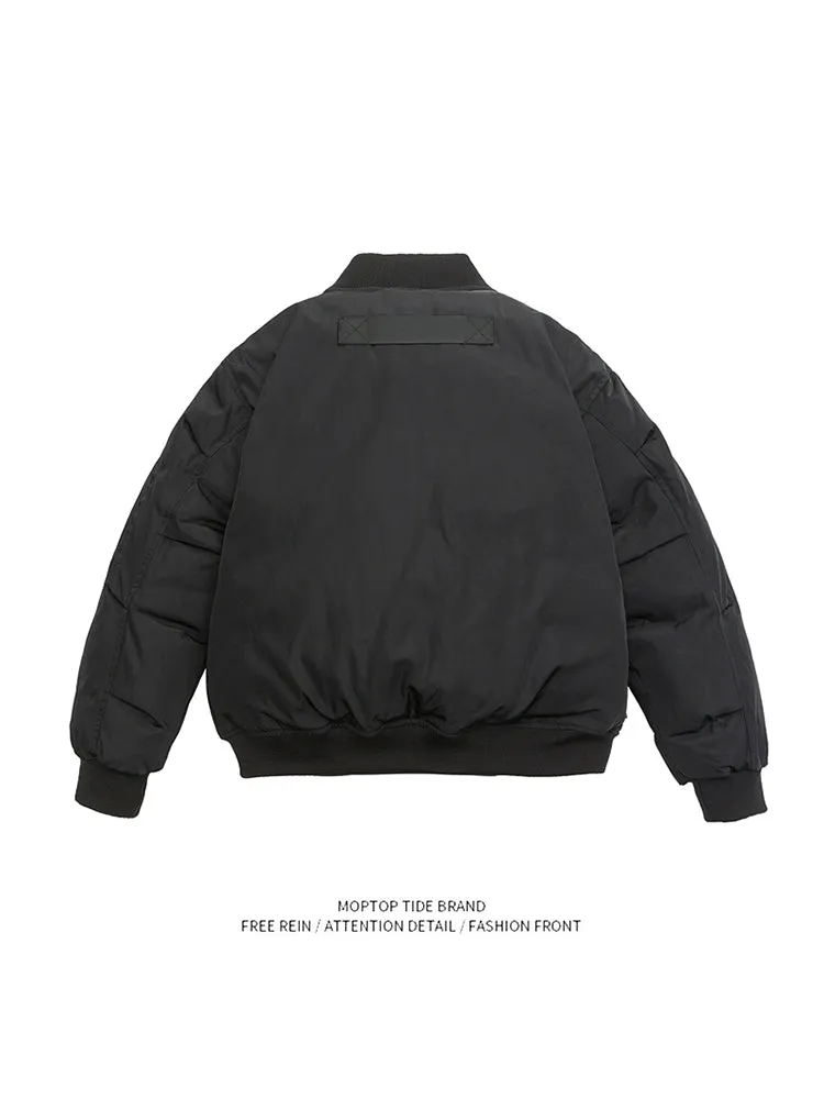 Mr. WH Japanese Style Pure Color Baseball Collar Men's and Women's Spring and Autumn New Arrival Easiest for Match Loose Couple Pilot Outwear